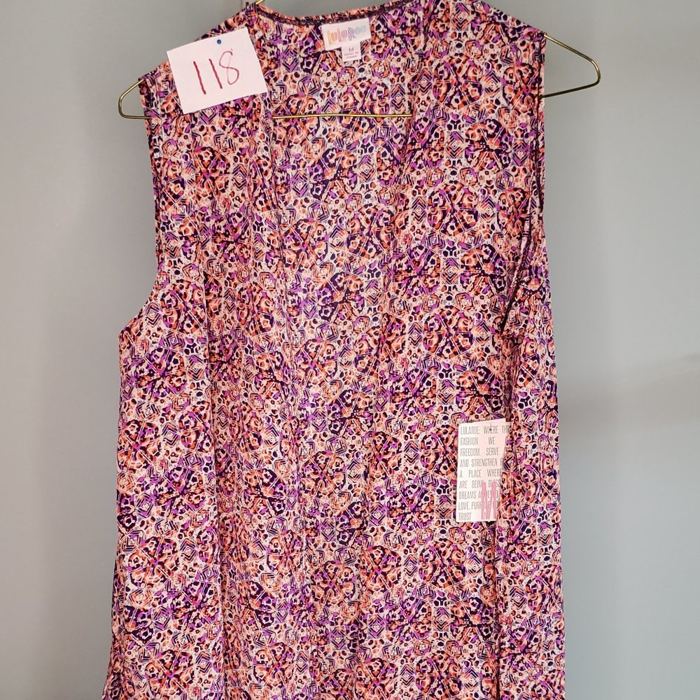 LulaRoe - Joy Vest - Silky - Medium - Orange/Pink